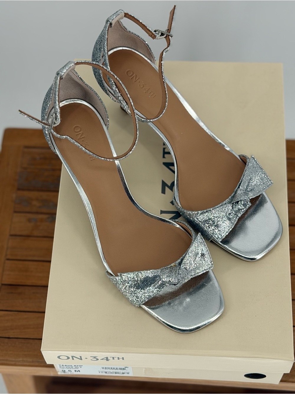 New on 34th TAAAHP Silver Ankle-Strap Sandals SIZE 9.5M